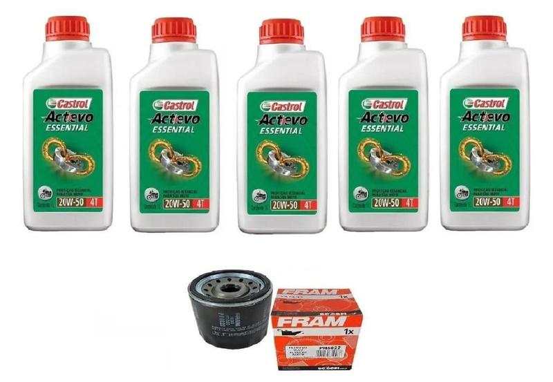 Imagem de Kit Harley Troca 5L Óleo Castrol Mineral 4 Tempos + Filtro