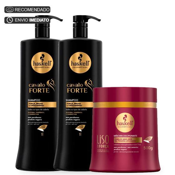 Imagem de Kit Haskell 2 Shampoos Cavalo Forte 1 Litro + Liso Com Força