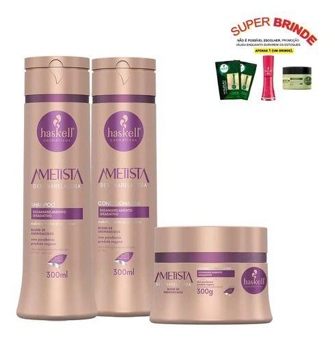 Imagem de Kit Haskell Ametista Desamarelador Shampoo Cond E Máscara