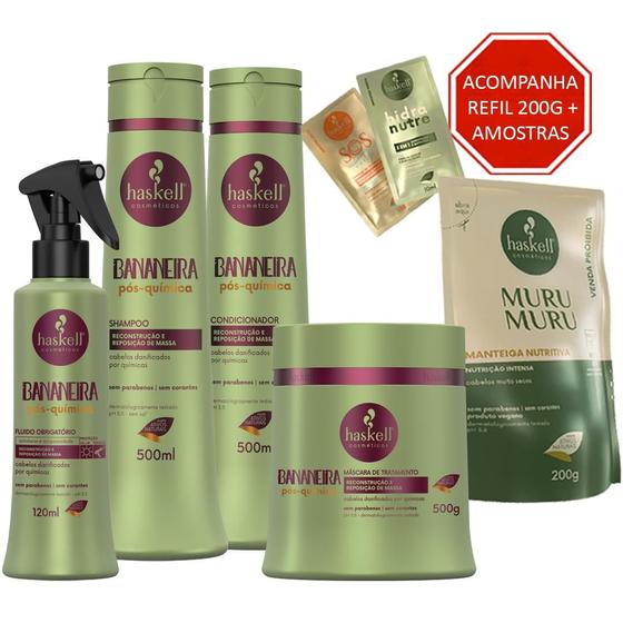 Imagem de Kit Haskell Bananeira Shampoo Cond Másc E Fluido 500ml