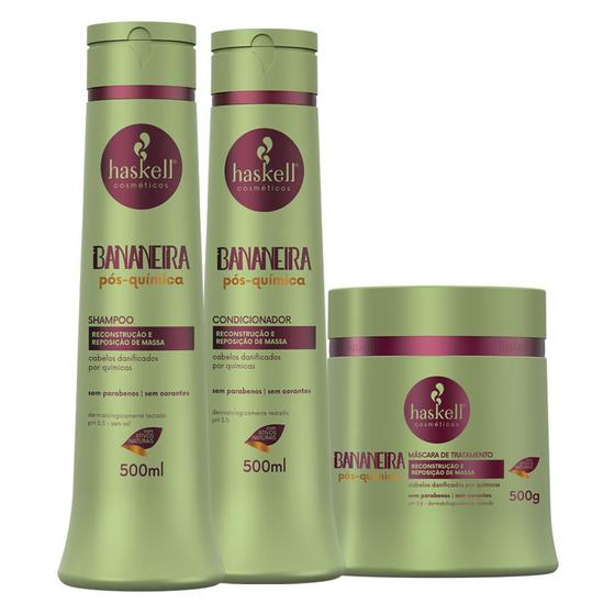 Imagem de Kit Haskell Bananeira Shampoo Condicionador E Mascara 500Ml