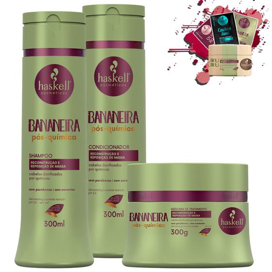 Imagem de Kit Haskell Bananeira Shampoo Condicionador Mascara 250g