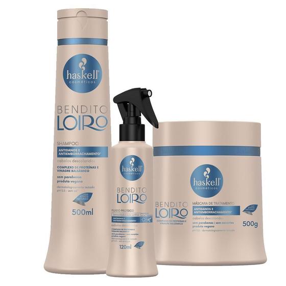 Imagem de Kit Haskell Bendito Loiro - Shampoo + Máscara + Fluído