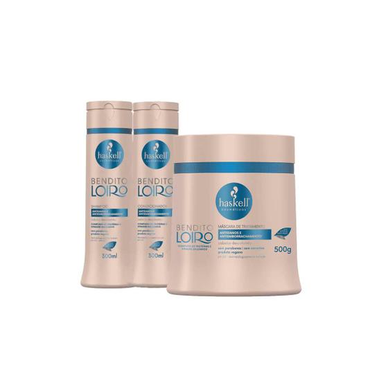 Imagem de Kit Haskell Bendito Seja Shampoo 300ml Condicionador 300ml Máscara 500g