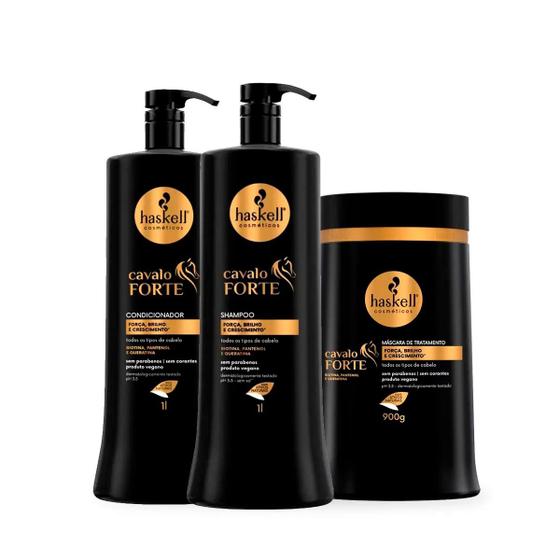 Imagem de Kit Haskell Cabelo Forte Trio 1L Shampoo para Cabelo Crescer