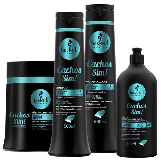 Kit Haskell Cachos Sim 4 Produtos 500ml/g - Leave In 500ml Menor preço em Kit Haskell Cachos Sim 4 Produtos 500ml/g - Leave In 500ml