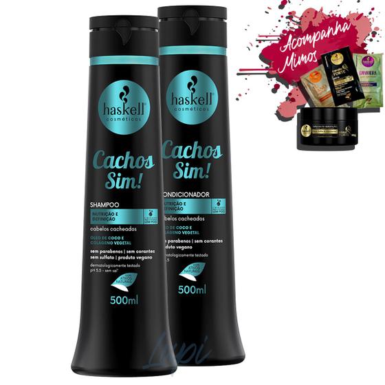 Imagem de Kit Haskell Cachos Sim Shampoo Condicionador 500ml