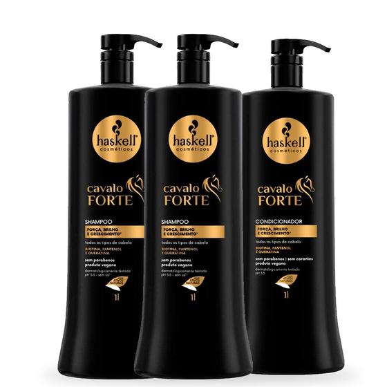 Imagem de Kit Haskell Cavalo Forte 3 Produtos Litro 2 Shampoo E 1 Cond