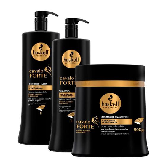 Imagem de Kit Haskell Cavalo Forte (3 Produtos) Shp/Cond 1 Litro + Máscara 500g