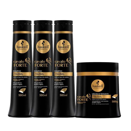 Imagem de Kit Haskell Cavalo Forte 3 Shampoos E Máscara 500g Haskell