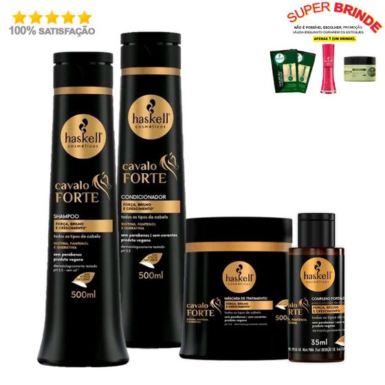 Imagem de Kit Haskell Cavalo Forte 500ml Shampoo Cond. Másc Complexo