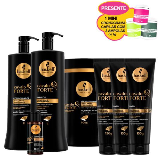 Imagem de Kit Haskell Cavalo Forte 900g Completo + 3 Leave + Complexo (Ganhe 1 Mini Cronograma)