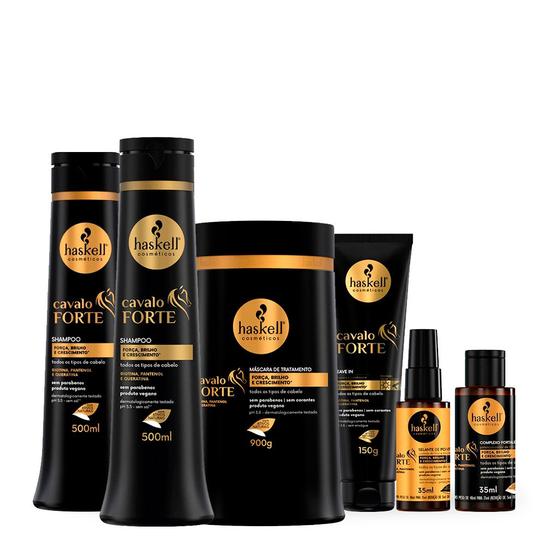 Kit Haskell Cavalo Forte Completo 2 Shampoos + Máscara 900g Kit de Tratamento para Cabelos
