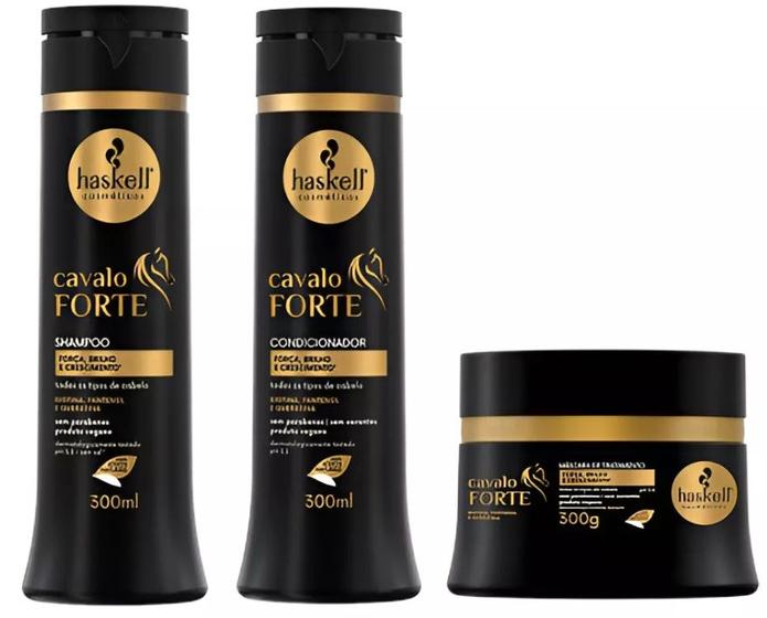Imagem de Kit Haskell Cavalo Forte Fortalecimento e Crescimento Capilar  Shampoo Condicionador e Máscara 300ml