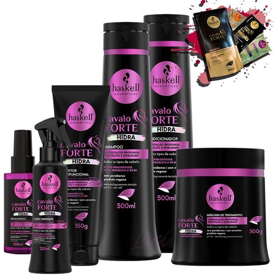 Imagem de Kit Haskell Cavalo Forte Hidra 500ml Completo