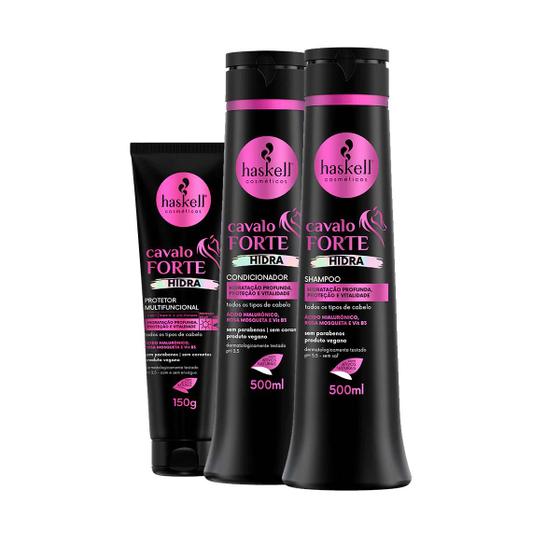 Imagem de Kit Haskell Cavalo Forte Hidra 500ml Shp/Cond/Creme Pentear