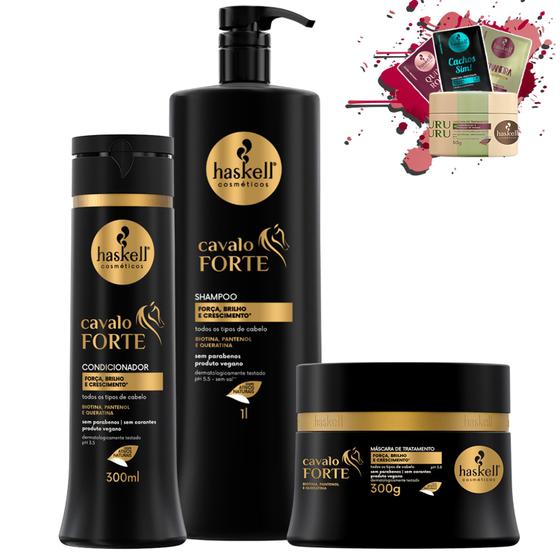 Imagem de Kit Haskell Cavalo Forte Sh 1L Cond 300ml Mascara 300g