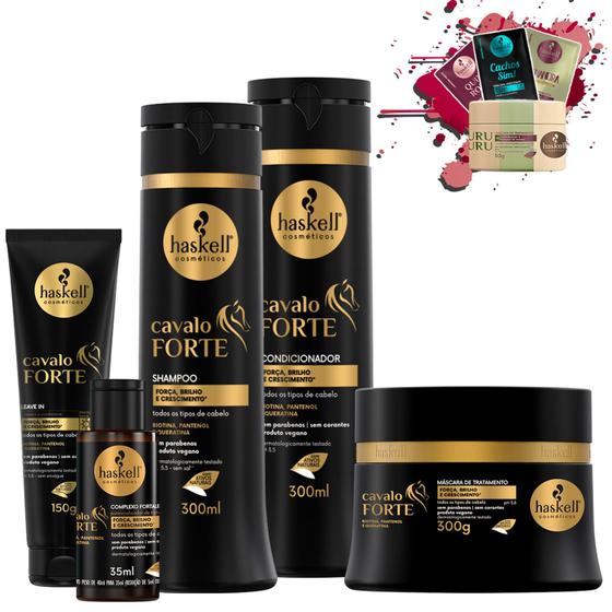 Imagem de Kit Haskell Cavalo Forte Sh Cond Masc 250g Leave In Complexo