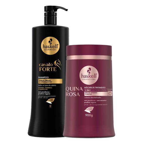 Imagem de Kit Haskell Cavalo Forte Shampoo 1L + Máscara Quina 900g