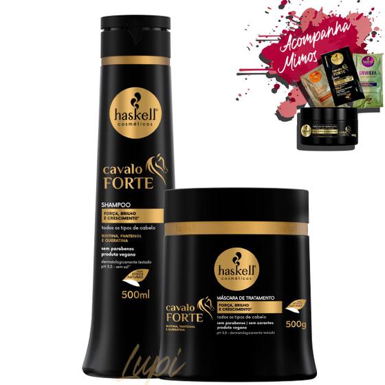 Kit Haskell Cavalo Forte Shampoo 500ml Mascara 500g Menor preço em Kit Haskell Cavalo Forte Shampoo 500ml Mascara 500g