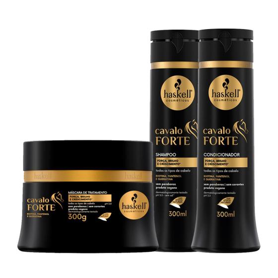 Imagem de Kit Haskell Cavalo Forte Shampoo Condicionador E Máscara 300g Haskell