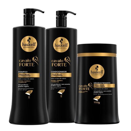 Imagem de Kit Haskell Cavalo Forte Shampoo Condicionador Mascara 1L