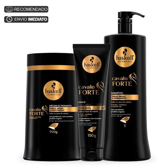 Imagem de Kit Haskell Cavalo Forte Shampoo E Máscara 900g + Leave In