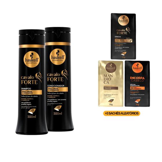 Imagem de Kit Haskell Cavalo Forte Shp/Cond 300ml +3 Sachês Tratamento