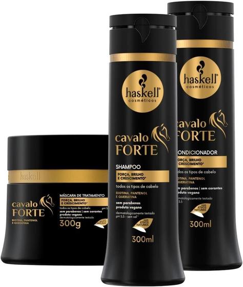 Imagem de Kit Haskell Cavalo Forte Trio 3 Produtos Shampoo Condicionador e Máscara