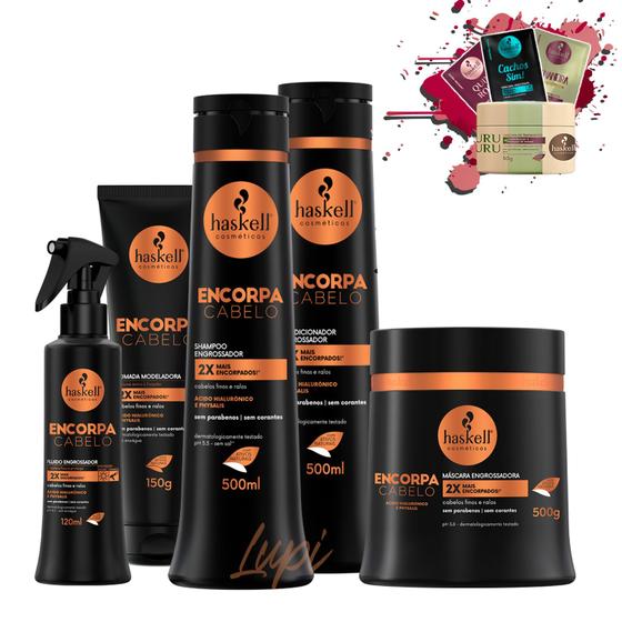 Imagem de Kit Haskell Encorpa Cabelo Sh Cond 500ml + 3 itens