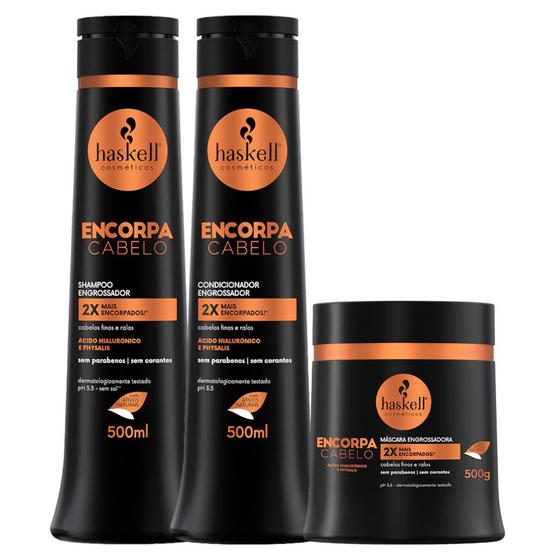 Imagem de Kit Haskell Encorpa Shampoo 500ML 1 Condicionador 500ML 1 Mascara 500ML