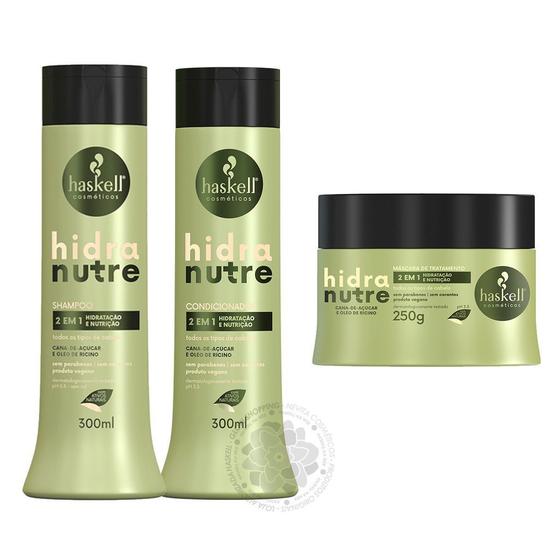 Imagem de Kit Haskell HidraNutre 300ml Hidratação e Nutrição 2 em 1 Trio Pequeno