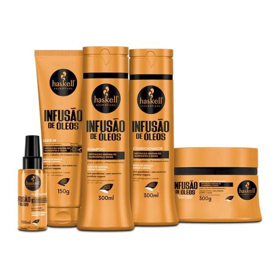 Imagem de Kit Haskell Infusão de óleosSh Cond Máscara 300ml 5 Itens Completo
