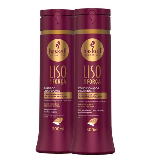 Imagem de Kit Haskell Liso com Força Shampoo 300ML + 1 Condicionador 300ML