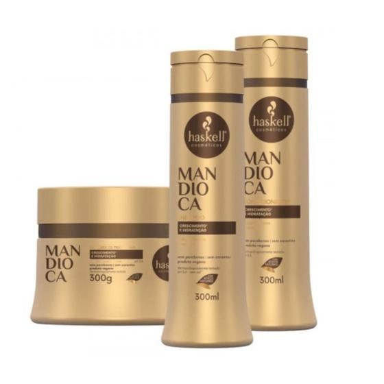 Imagem de Kit Haskell Mandioca (3 Produtos) P Shampoo/Condicionador/Máscara Nutrição E Crescimento