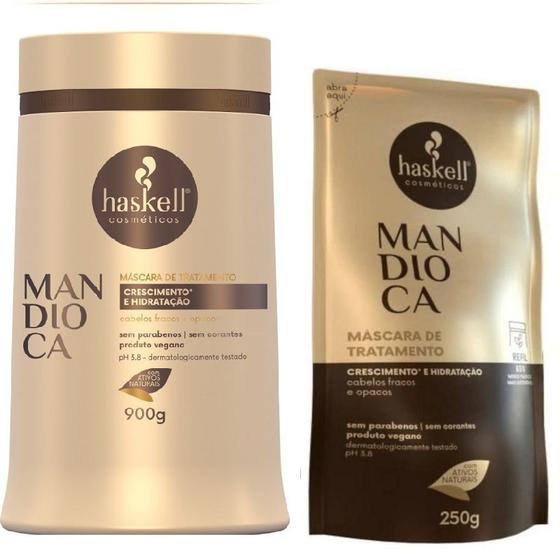 Kit Haskell Mandioca Mascara 900ML + 1 Refil Mascara 250 Kit de Tratamento para Cabelos