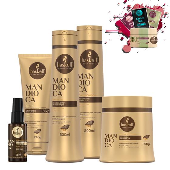 Imagem de Kit Haskell Mandioca Sh+cond Másc 500ml Leave In Rep Pontas