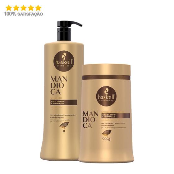 Imagem de Kit Haskell Mandioca Shampoo 1 Litro + Máscara 900g