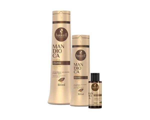 Imagem de Kit Haskell Mandioca Shampoo 300ml, Shampoo 500ml, Nectavita 35ml (3 produtos)