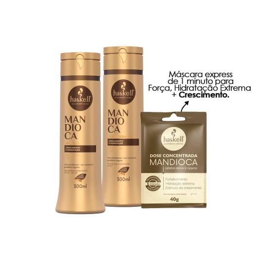 Imagem de Kit Haskell Mandioca Shampoo + Condicionador 300ml +Dose 40g