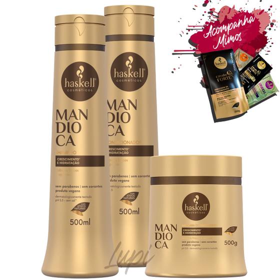 Kit Haskell Mandioca Shampoo Condicionador Mascara 500ml Menor preço em Kit Haskell Mandioca Shampoo Condicionador Mascara 500ml