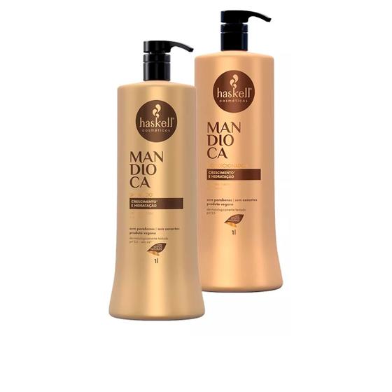 Imagem de Kit Haskell Mandioca Shampoo E Condicionador 1 Litro - Nutrição Capilar Intensa