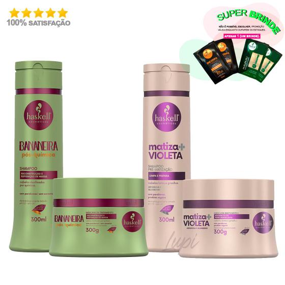 Imagem de Kit Haskell Matiza+ Loiro Violeta Roxo + Kit Bananeira 2 Itens P