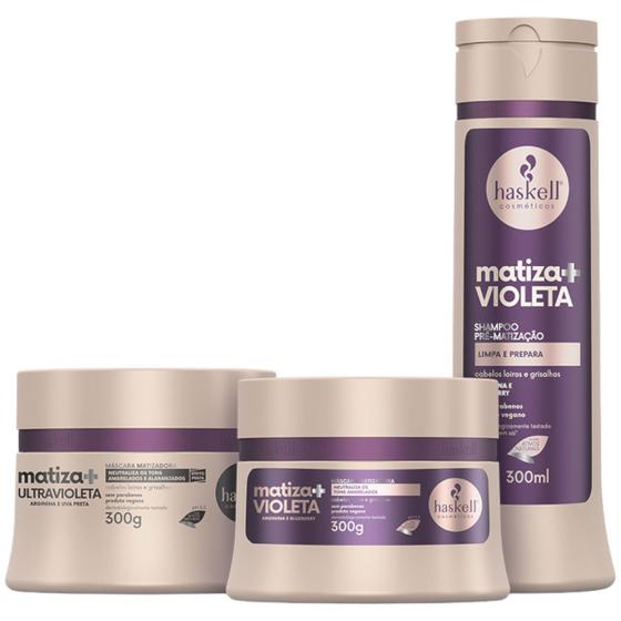Imagem de Kit Haskell Matiza+ Shampooo Máscara 300ml 3 Itens Completo