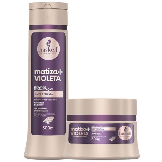Imagem de Kit Haskell Matiza+ Shampooo Máscara Violeta 300ml 2 Itens Completo