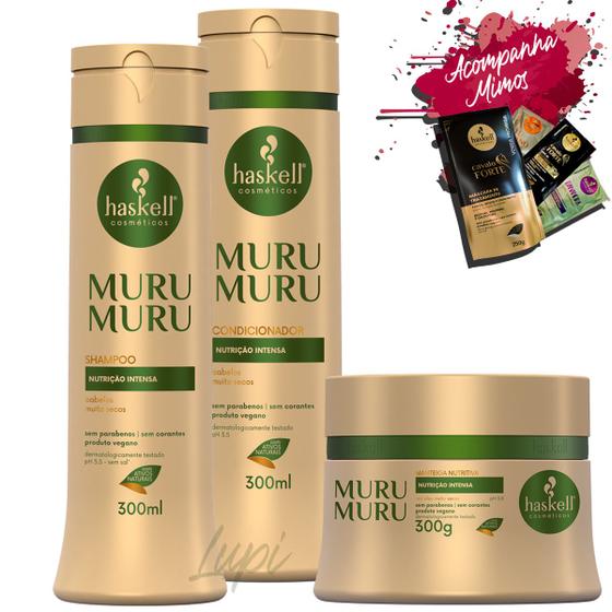 Imagem de Kit Haskell Murumuru Shampoo Condicionador 300ml Mascara 300g