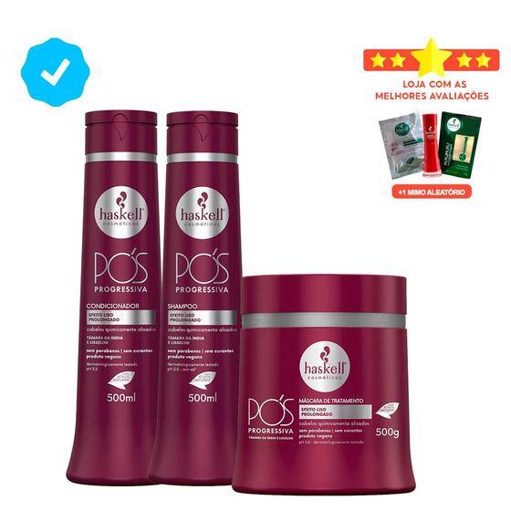 Imagem de Kit Haskell Pós Progressiva 500ml Shampoo Condicionador Máscara