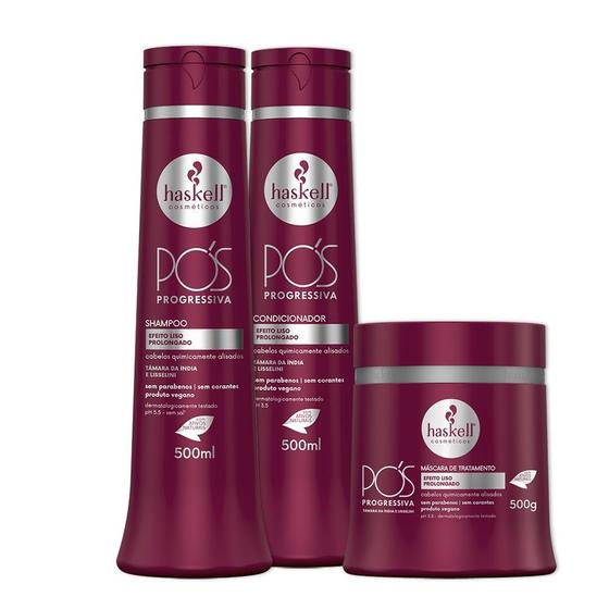 Imagem de Kit Haskell Pós Progressiva Shampoo Condicionador E Mascara