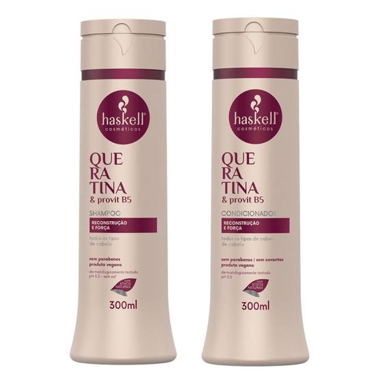 Imagem de Kit Haskell Queratina & Provit B5  Shampoo e Condicionador 300ml Reconstrução e Força