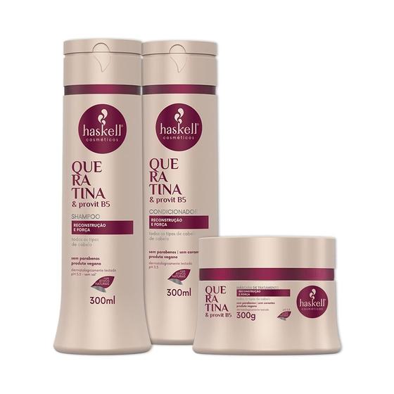 Imagem de Kit Haskell Queratina Sh Cond e Masc 300ml